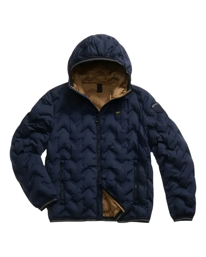 Blauer Gesteppte Kapuzenjacke Blau