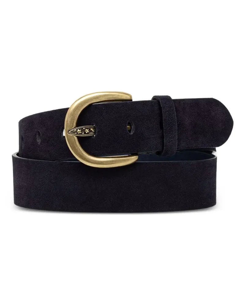 Twin-Set Wildledergürtel mit Logo - Blau Blau