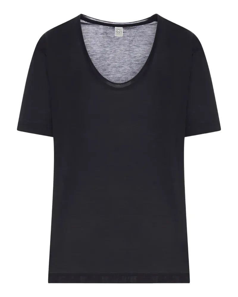 Totême T-Shirt mit U-Ausschnitt - Schwarz Schwarz