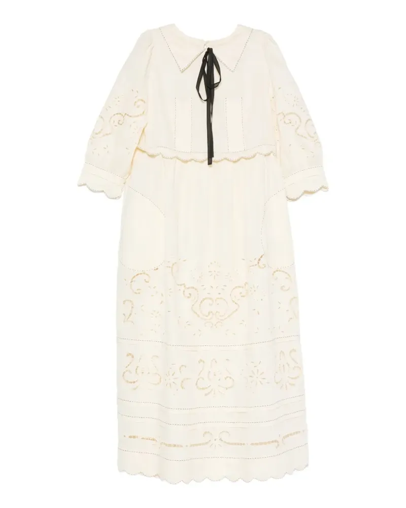 VITA KIN Giovanna broderie-anglaise midi dress - Nude Nude