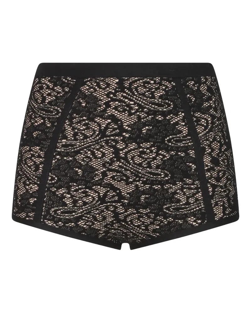 Elisabetta Franchi lace-pattern logo-detail shorts - Schwarz Schwarz