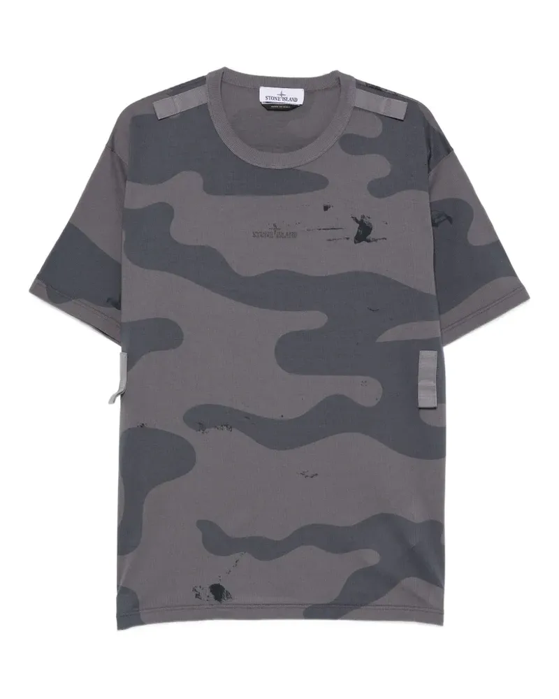 Stone Island camouflage-print logo-print T-shirt - Grau Grau
