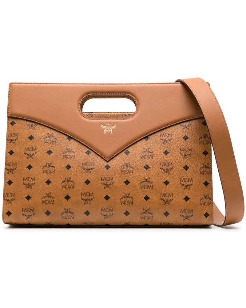 MCM Mittelgroße Diamond Visetos Handtasche - Braun Braun