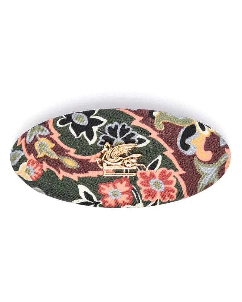 Etro Haarspange mit Blumen-Print - Grün Grün
