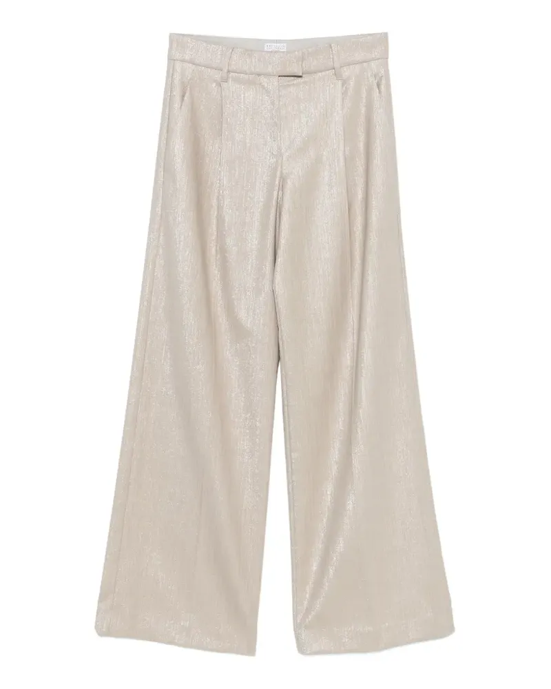 Brunello Cucinelli shimmer-effect pleated trousers - Nude Nude
