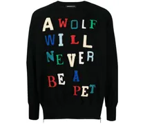 Sweatshirt mit Patches - Schwarz