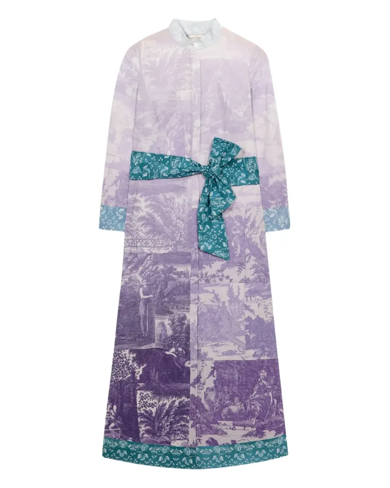 Pierre-Louis Mascia Diomedes Hemdkleid mit Landschafts-Print - Violett Violett