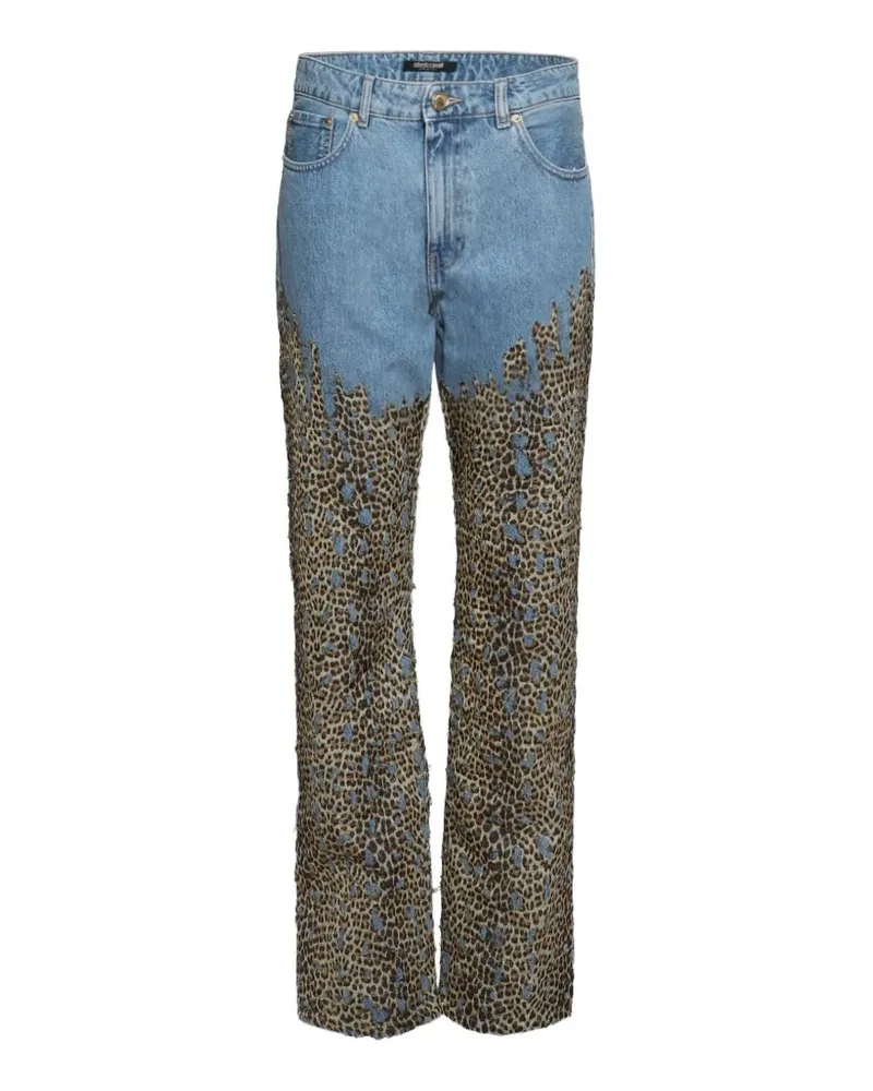 Roberto Cavalli leopard-print five-pocket jeans - Blau Blau