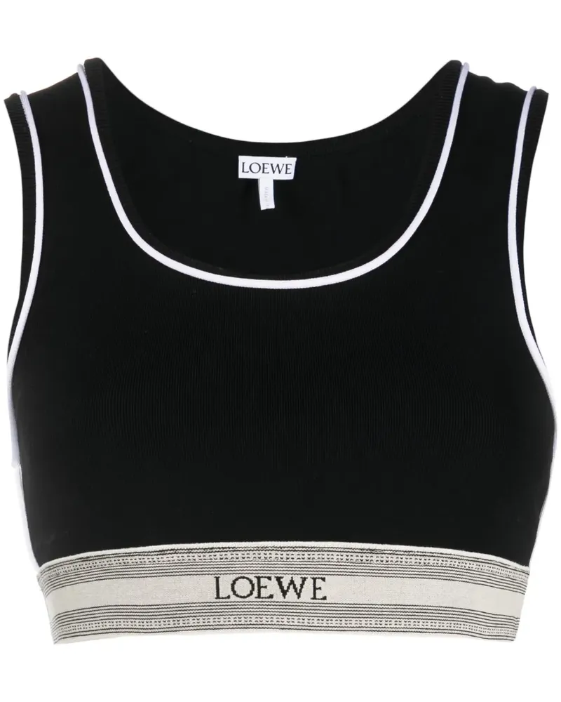 Loewe Cropped-Top mit Streifen - Schwarz Schwarz