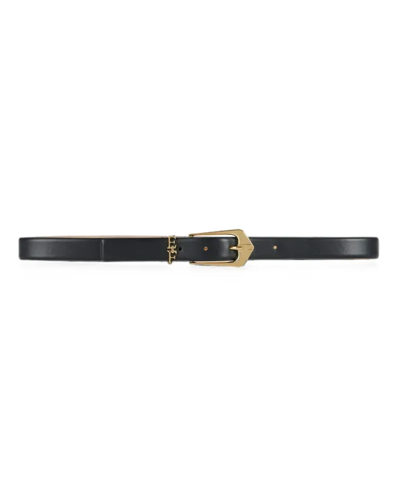 Elisabetta Franchi leather belt with logo details - Schwarz Schwarz
