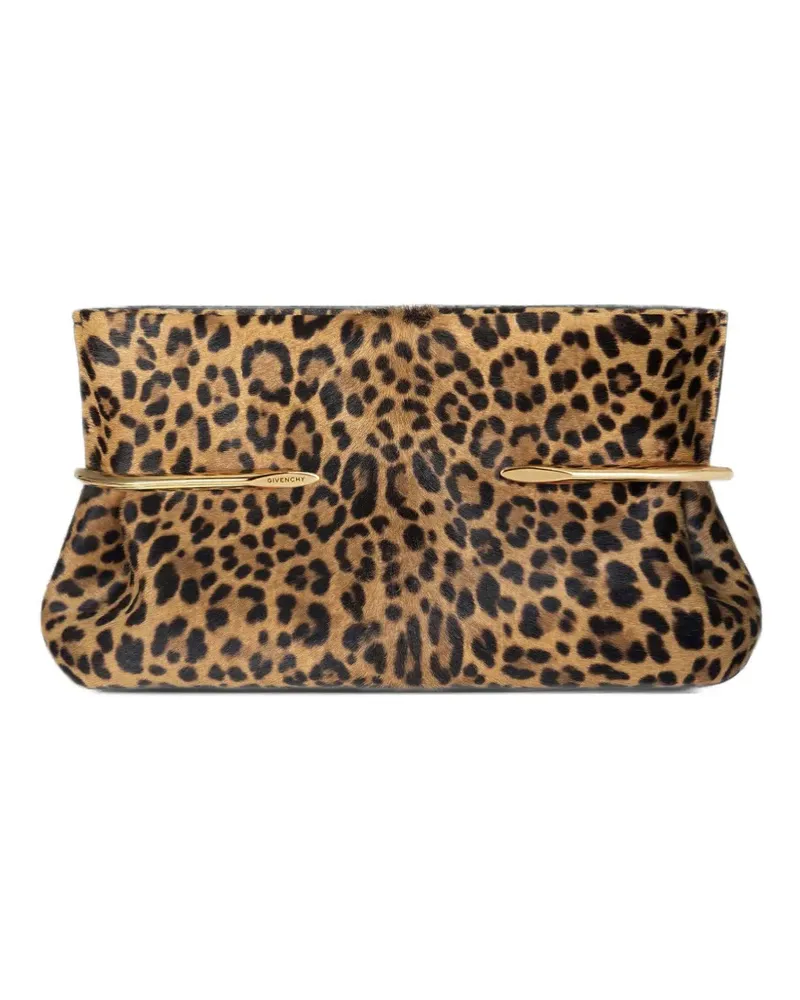 Givenchy Pinch Soft Clutch aus Leder in Leoparden-Ponyfelloptik - Braun Braun