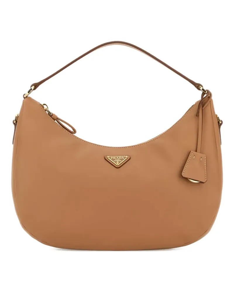Prada Schultertasche mit Logo-Patch - Braun Braun