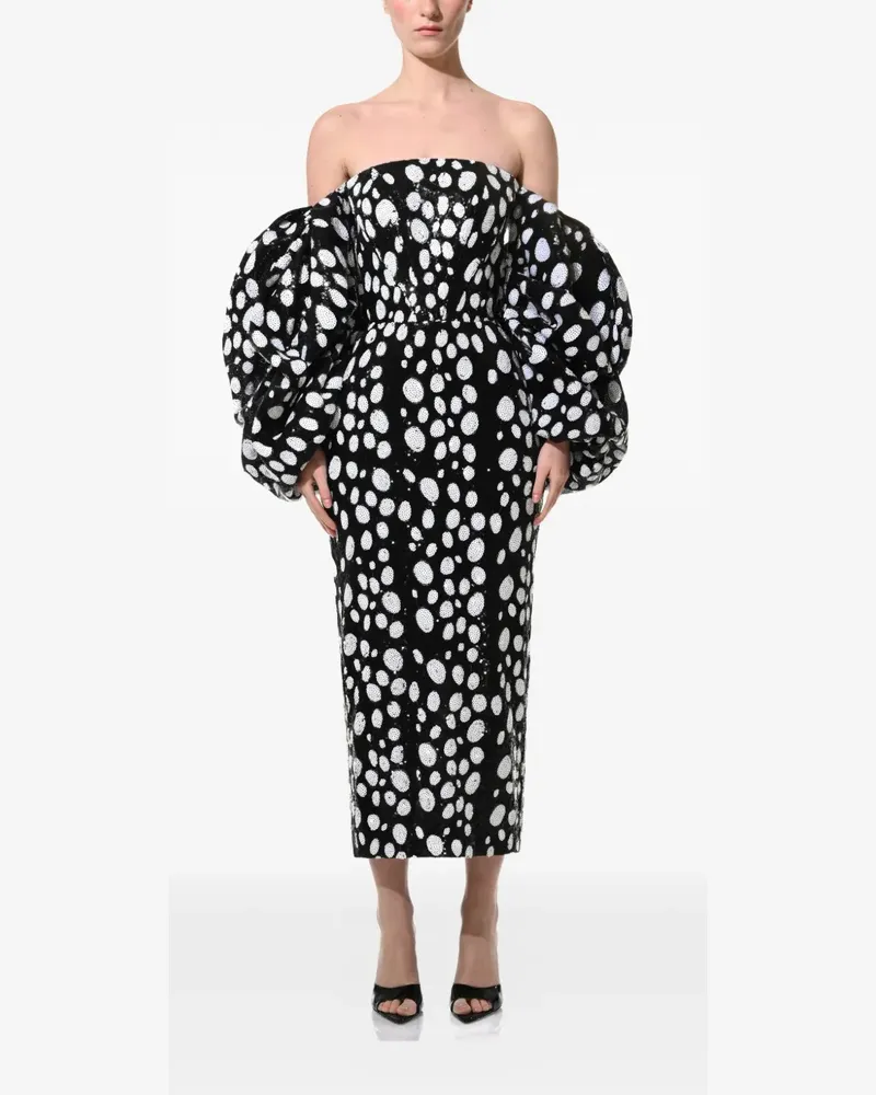 ANOUKI sequined off-shoulder midi dress - Schwarz Schwarz