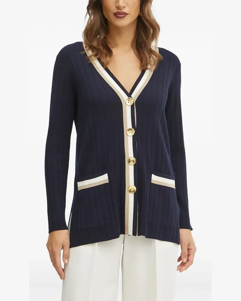 Luisa Spagnoli Gerippter Cardigan mit Streifen - Blau Blau