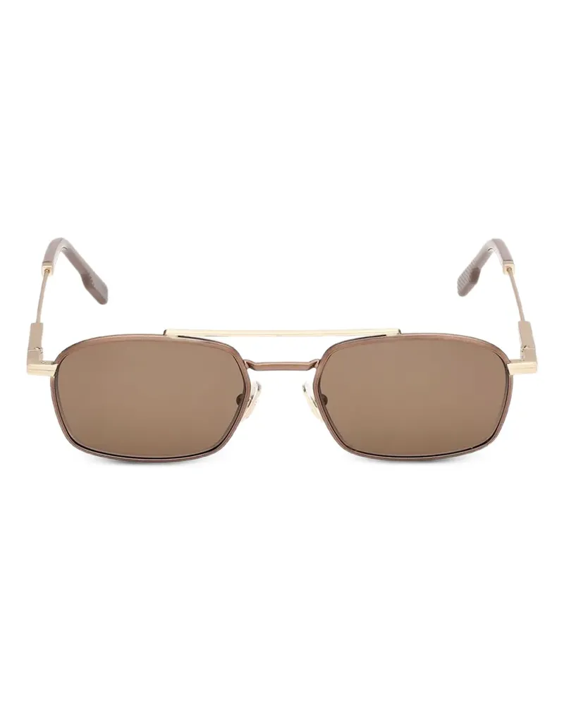 Ermenegildo Zegna Sonnenbrille mit eckigem Gestell - Gold Gold