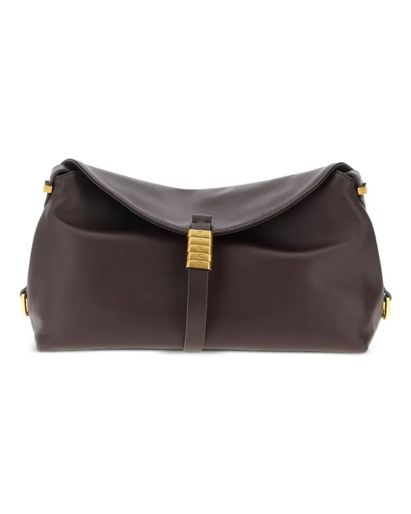 Pinko Mittelgroße Saddle Schultertasche mit Metallringen - Braun Braun