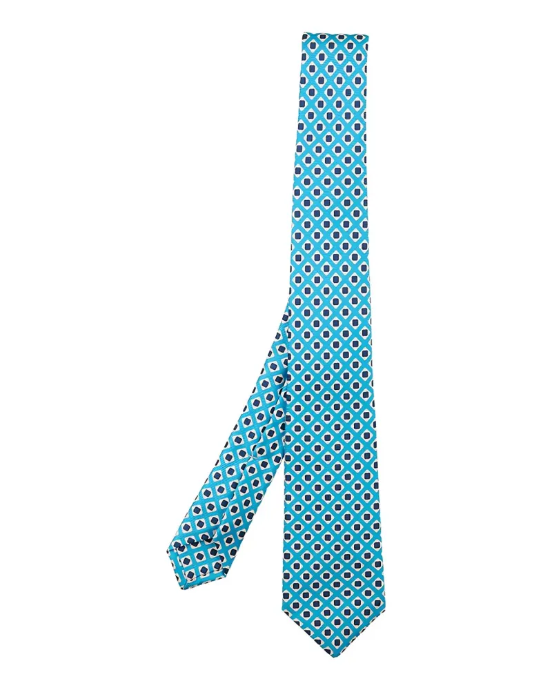 Kiton Geometrisch gemusterte Seidenkrawatte - Blau Blau