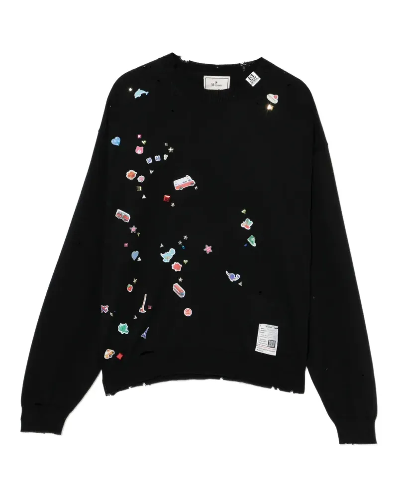 MIHARAYASUHIRO Pullover mit grafischer Applikation - Schwarz Schwarz