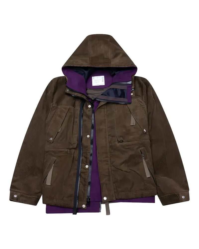 Sacai Cordjacke mit Kapuze - Braun Braun