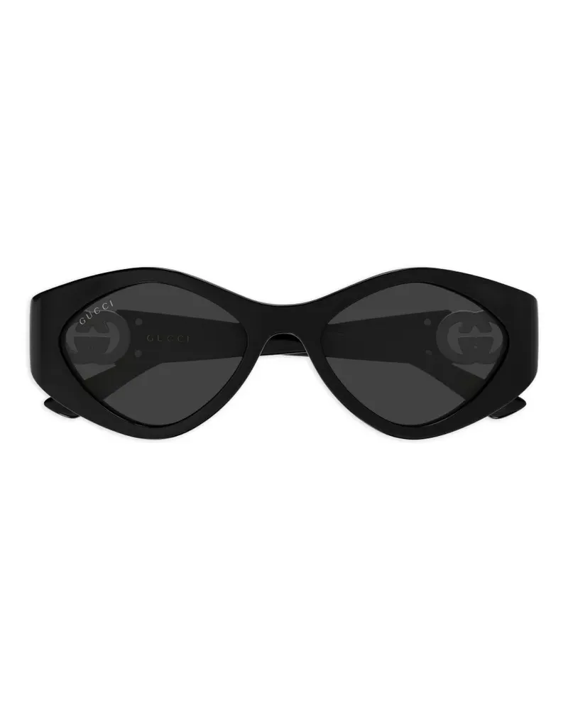 Gucci Interlocking G geometric-frame sunglasses - Schwarz Schwarz