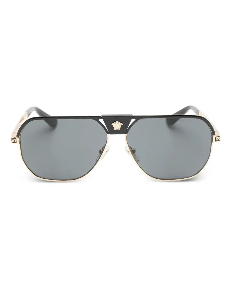 Versace Pilotenbrille mit Medusa - Schwarz Schwarz