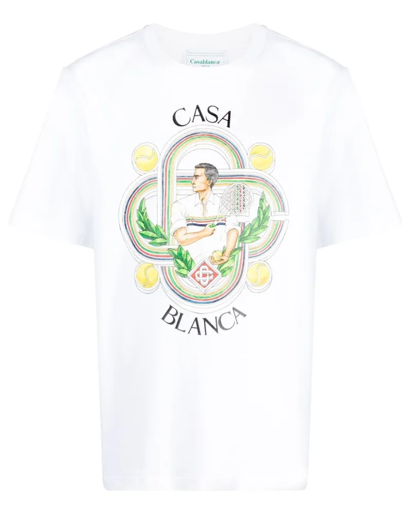 Casablanca Paris Le Joueur T-Shirt aus Bio-Baumwolle Weiß