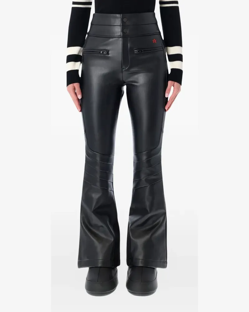 Perfect Moment Ausgestellte Aurora High-Rise-Skihose aus Faux-Leder - Schwarz Schwarz