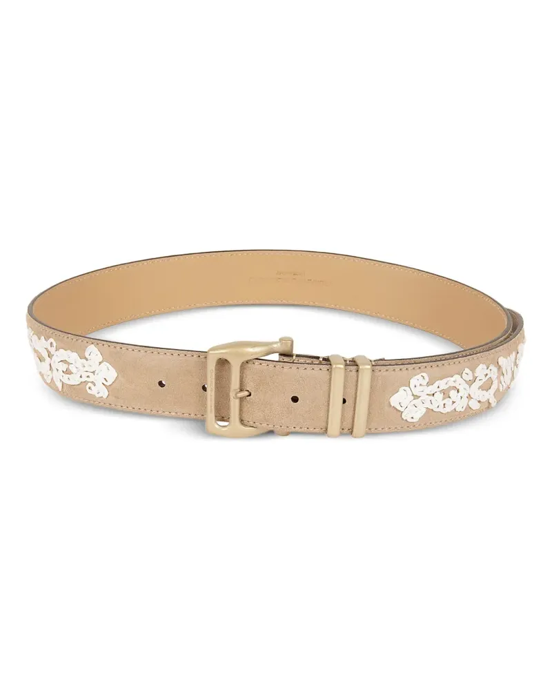 Ermanno Scervino embroidered suede belt - Nude Nude