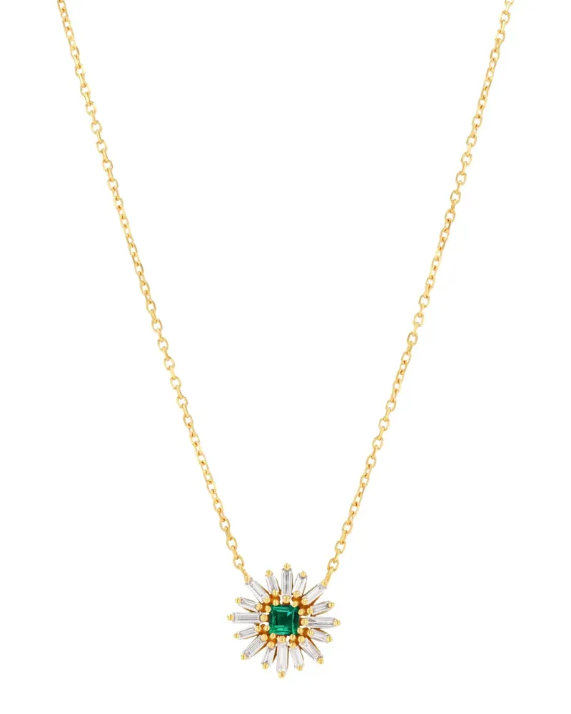 Suzanne Kalan 18kt Evil Eye Gelbgoldhalskette mit Diamant und Smaragd Gold