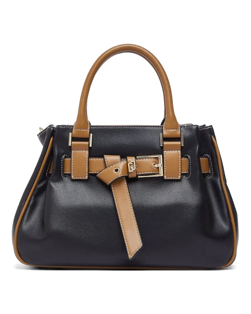 Liu Jo small two-tone buckle tote bag - Schwarz Schwarz