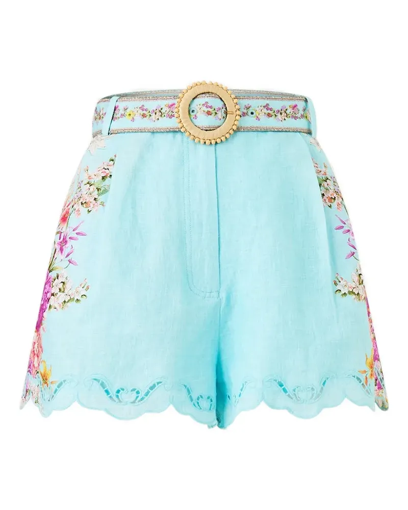 Camilla Tuck Shorts mit Blumen-Print - Blau Blau