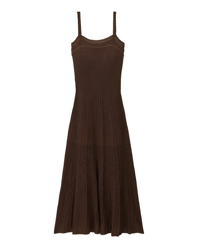 ba&sh Noto crochet-knit ribbed-knit maxi dress - Braun Braun