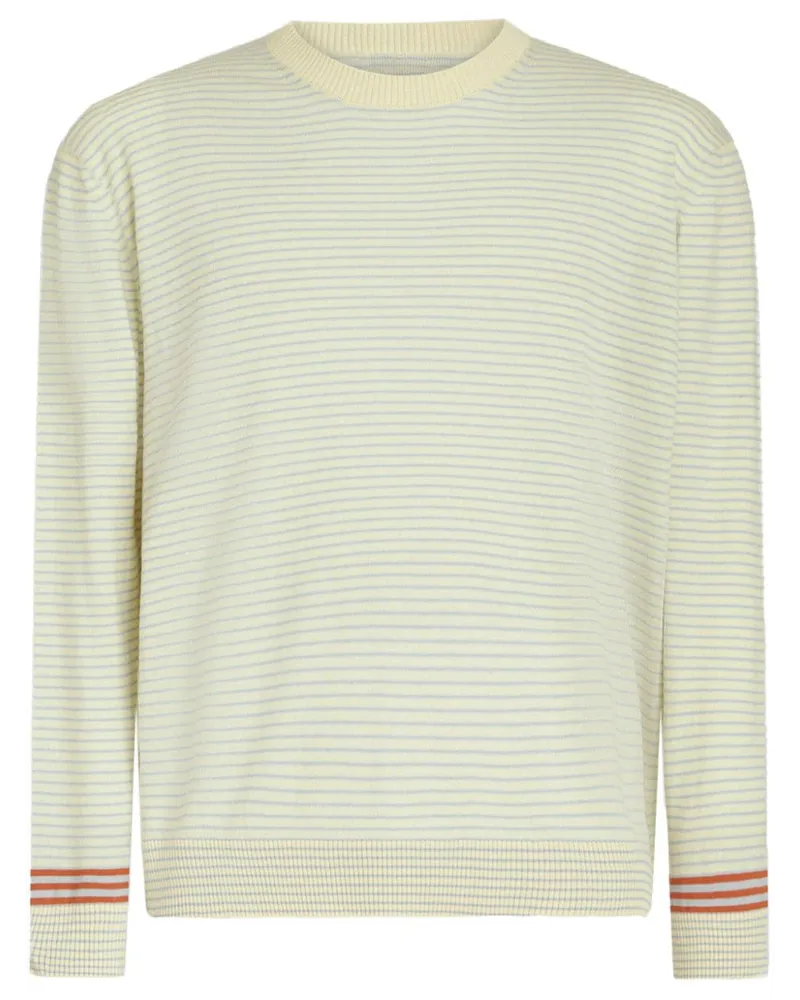 Etro Gestreifter Pullover mit Pegaso-Stickerei Nude