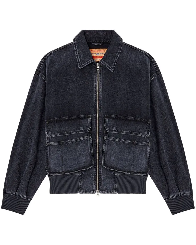 Diesel D-Kurz Jeansjacke - Schwarz Schwarz