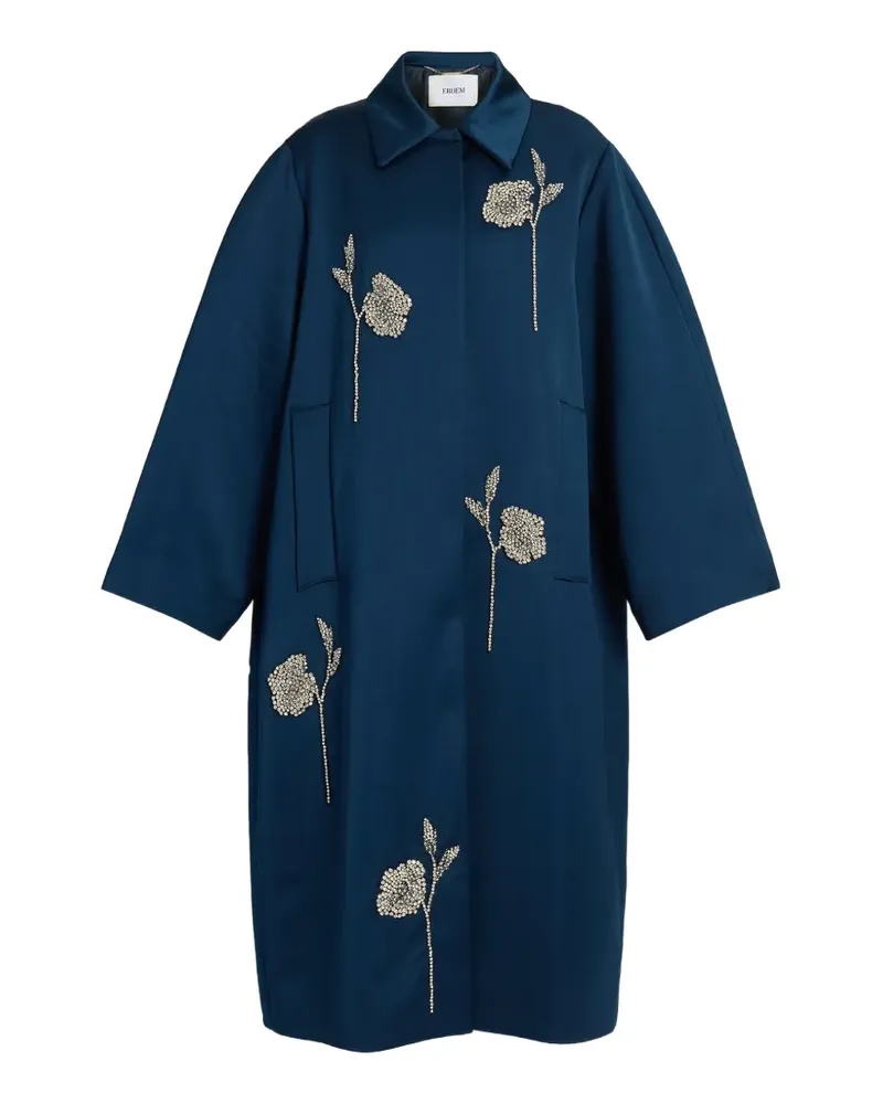 Erdem embroidered satin coat - Blau Blau