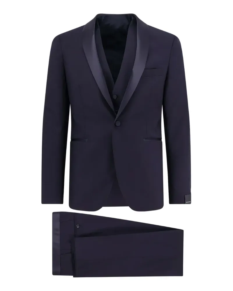 Tagliatore Dreiteiliger Anzug mit Satinbesatz - Blau Blau