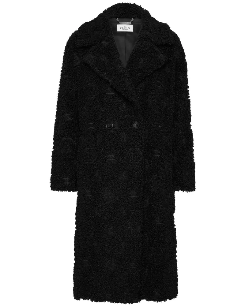 Philipp Plein Mantel aus Pelz mit Monogramm - Schwarz Schwarz