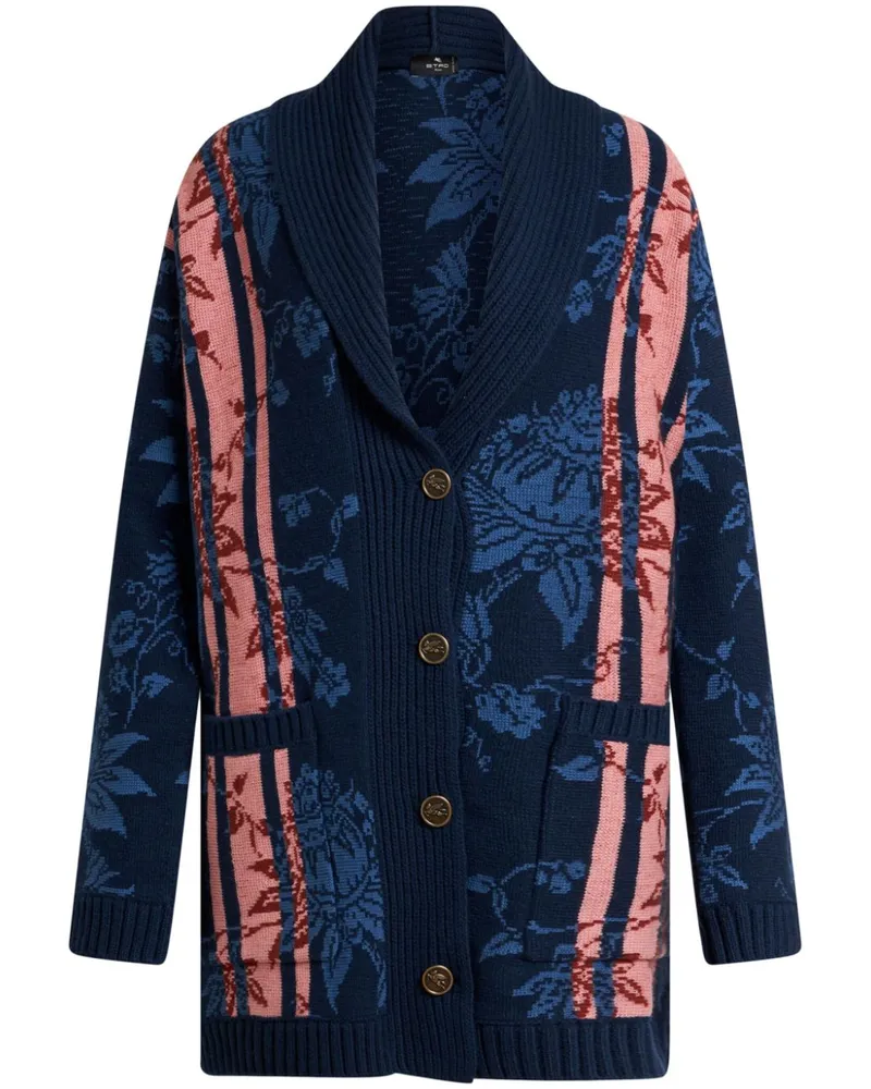 Etro Maxi-Cardigan mit Gürtel - Blau Blau