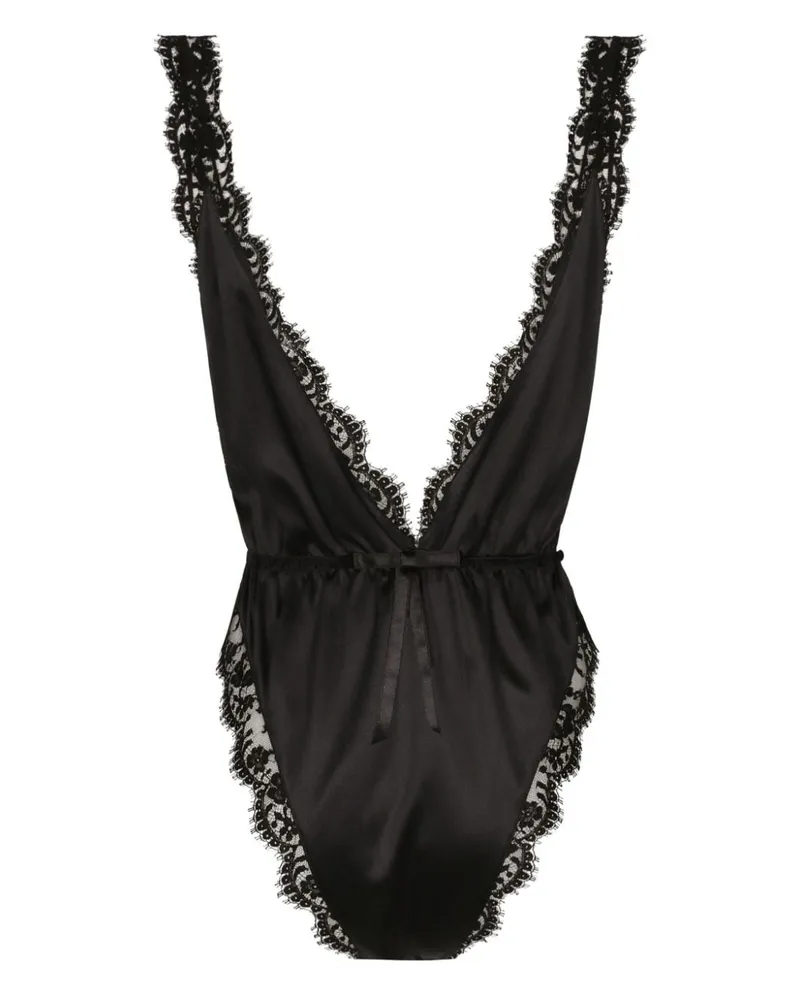 Dolce & Gabbana Body aus Satin mit Spitzenborten - Schwarz Schwarz