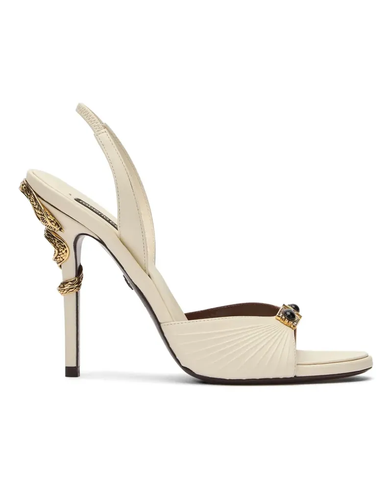Roberto Cavalli jewelled-buckle snake-detail sandals - Nude Nude