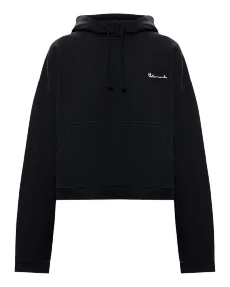 VETEMENTS logo-embroidered cropped hoodie - Schwarz Schwarz