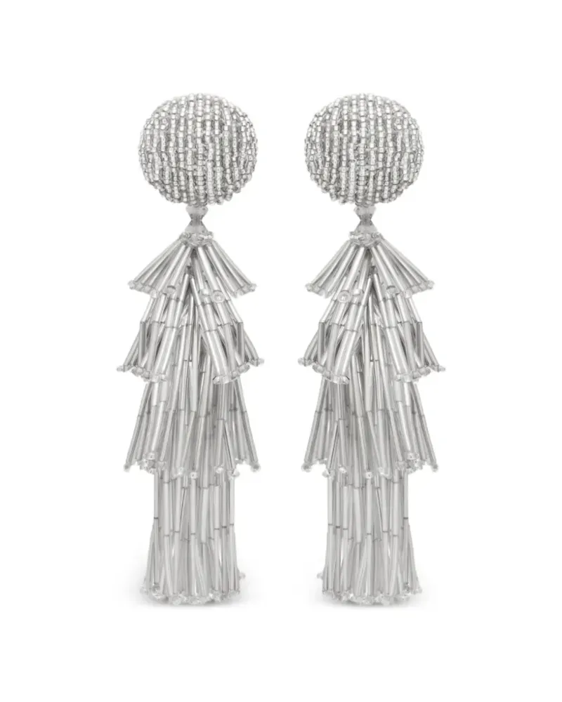 Oscar de la Renta Perlenohrringe mit Quaste - Silber Silber