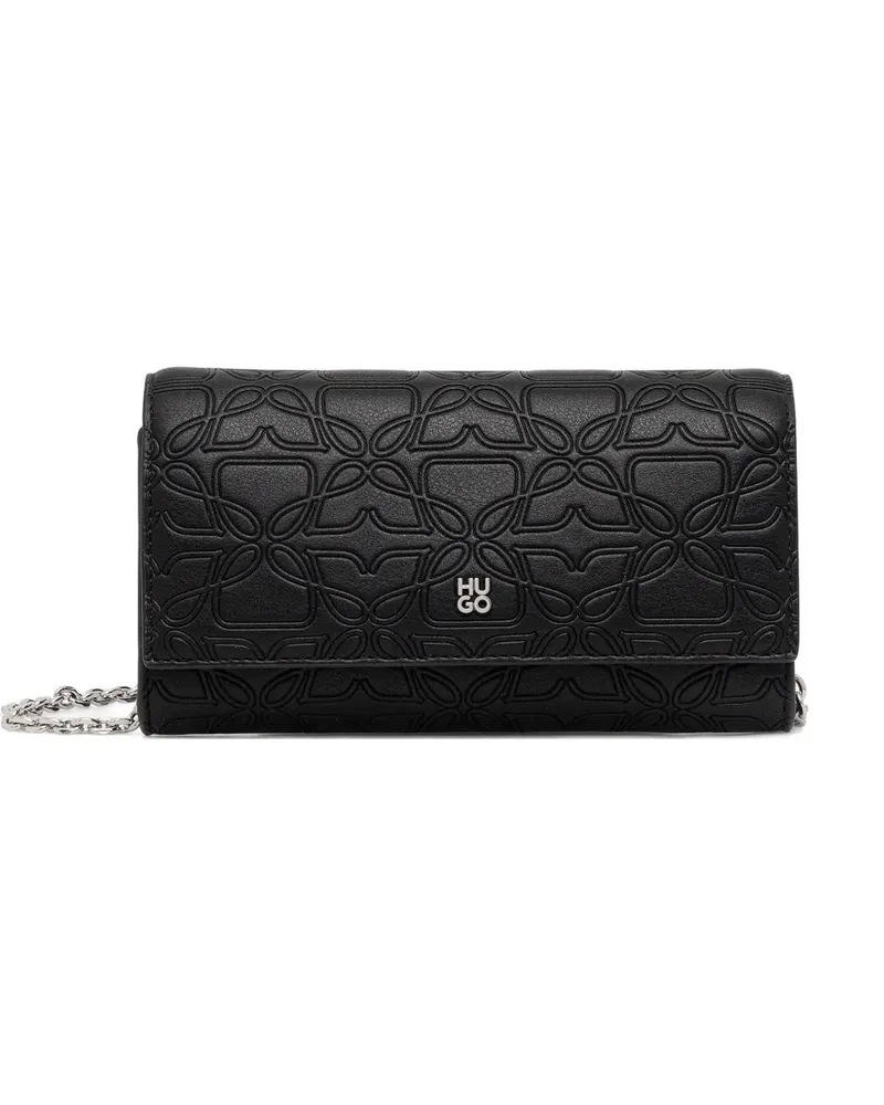 HUGO BOSS embossed chain clutch bag - Schwarz Schwarz