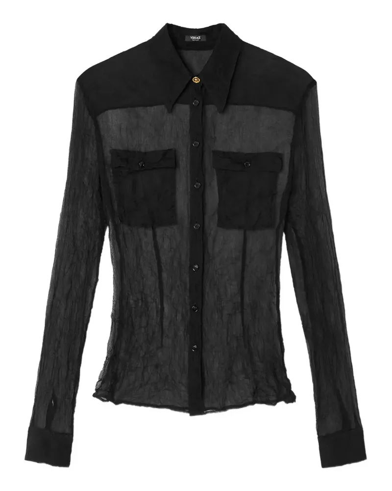 Versace Hemd aus Seidenkrepp - Schwarz Schwarz
