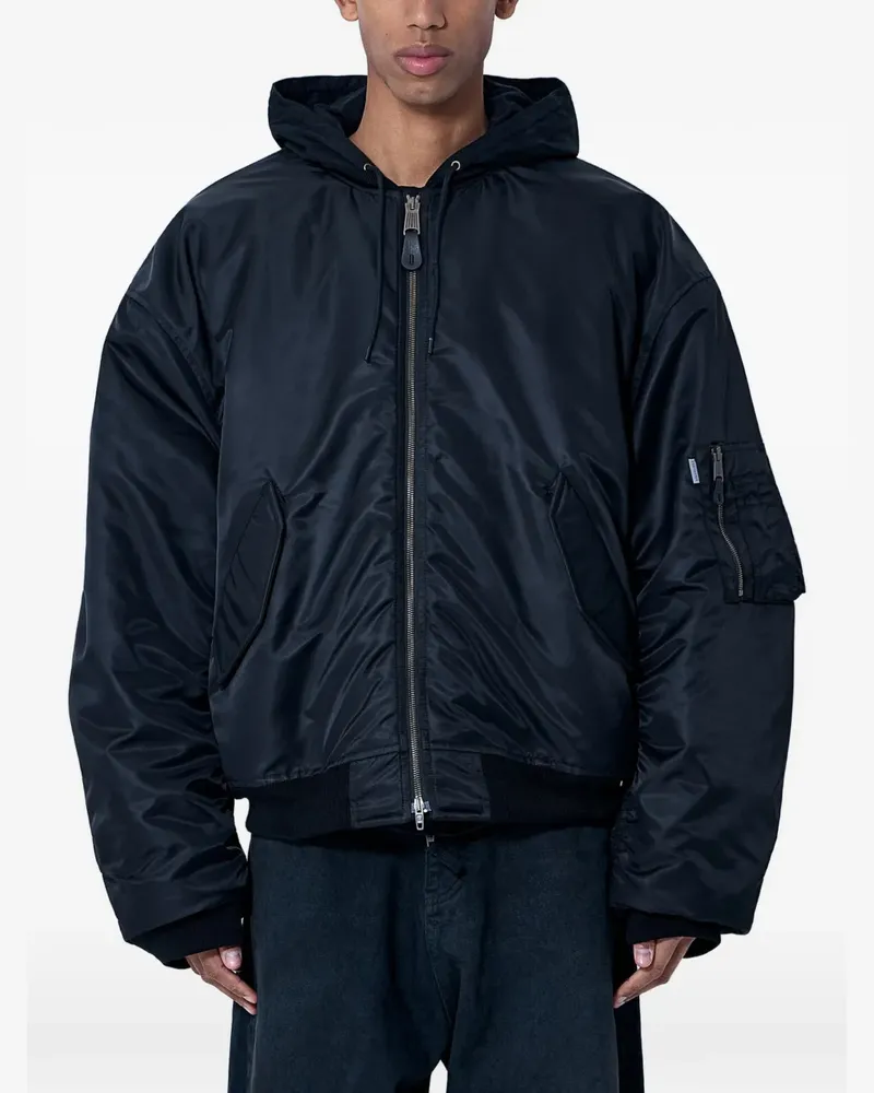 Balenciaga hooded ribbed-trim jacket - Schwarz Schwarz