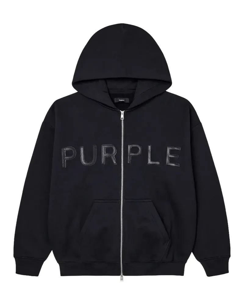 PURPLE BRAND logo-patch zip-up hoodie - Schwarz Schwarz