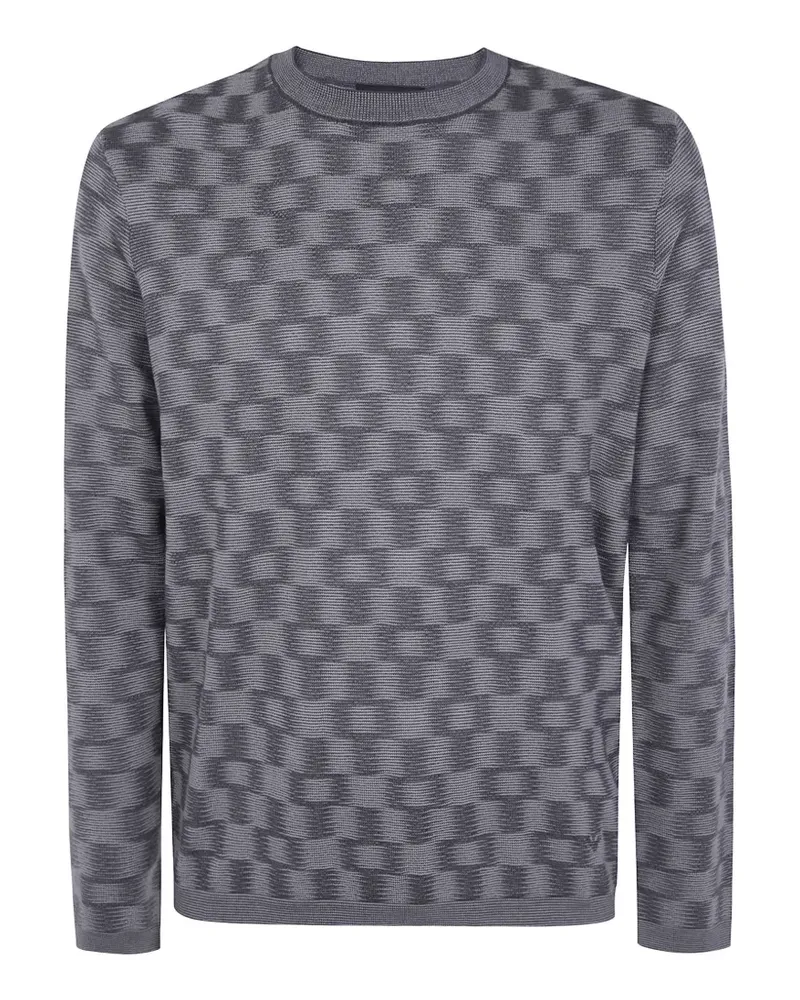 Emporio Armani Gemusterter Pullover aus Schurwolle - Grau Grau