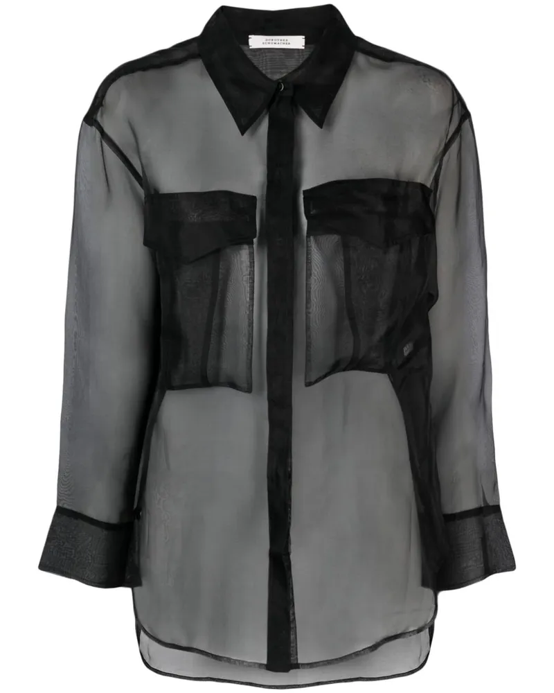 Dorothee Schumacher Semi-transparente Seidenbluse Schwarz