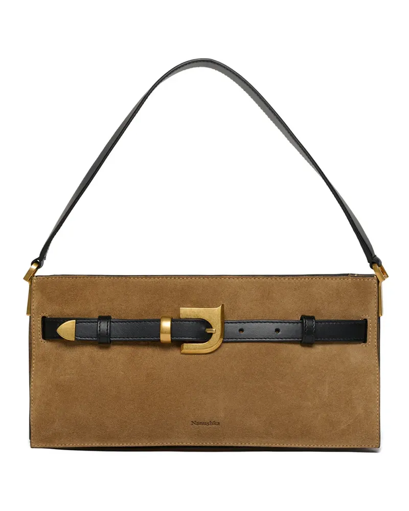 Nanushka Mini Harmonica Schultertasche mit Schnallendetail - Nude Nude