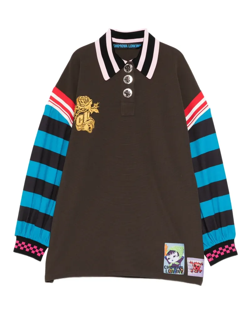 CHOPOVA LOWENA striped embellished polo top - Braun Braun